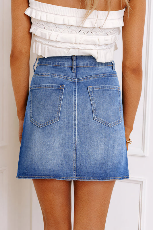 Ashleigh Blue Wrapped Crossed Waist Denim Mini Skirt