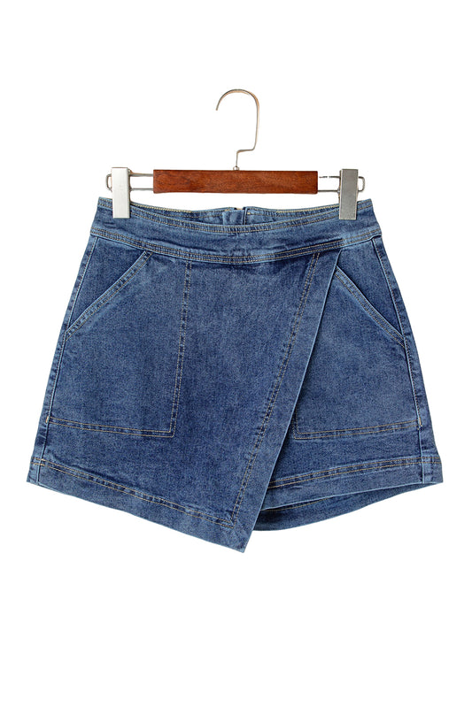 Ashleigh Blue Faux Wrapped Mini Denim Skort