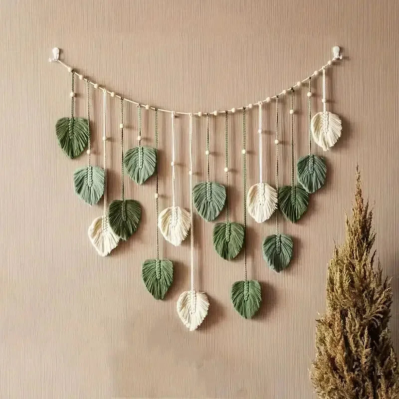 Radhita Macrame Leaf Feather Wall Hanging Decor