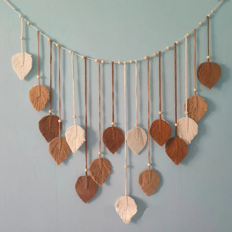Radhita Macrame Leaf Feather Wall Hanging Decor