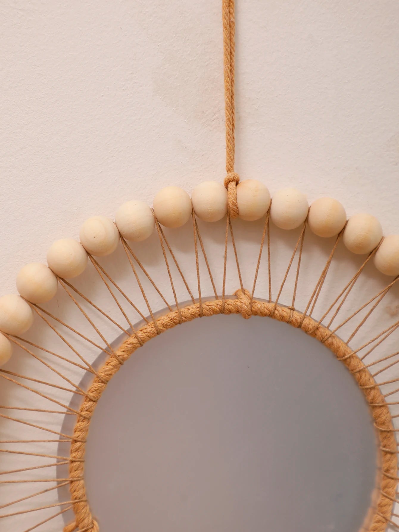 Radhita Macrame Wooden Beads Decorative Mirrors