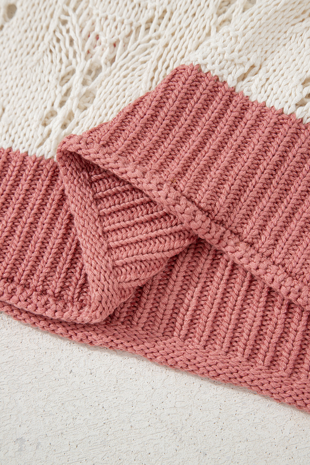 Delicacy Flowers Colorblock Edge Hollow Crochet Knit Top