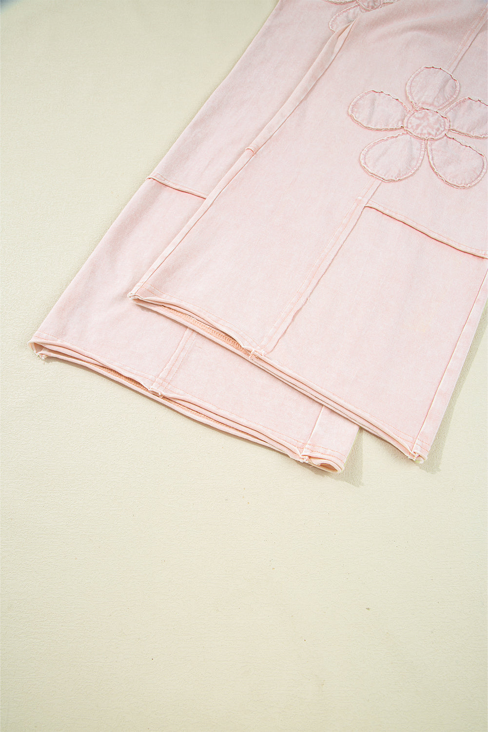 Pink Flower Patch Mineral Washed Cropped Wide Leg Pants