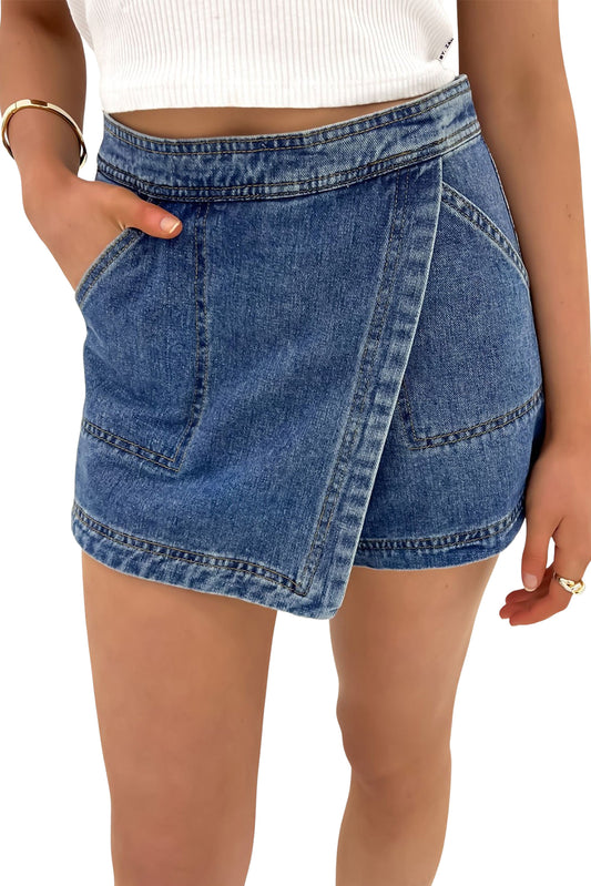 Ashleigh Blue Faux Wrapped Mini Denim Skort
